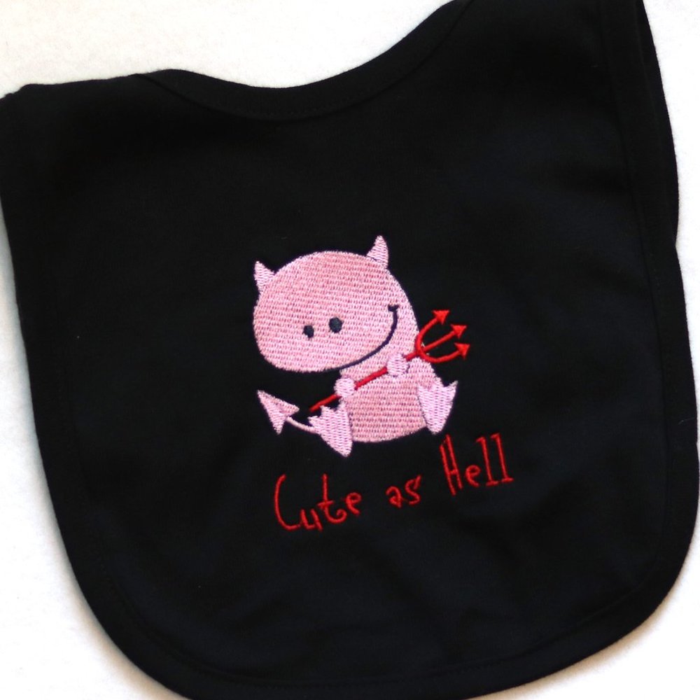 Cute As Hell Devil Goth Baby Bib